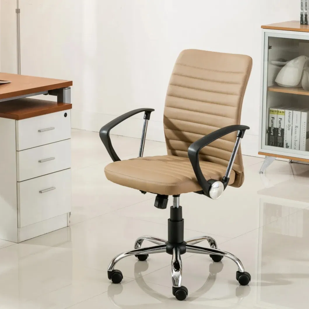 Wholesale Cheap Modern Black Back Mesh Ergonomic Executive Staff Working Swivel Computer PU + PVC Cover 62*22.5*55cm Office Chair