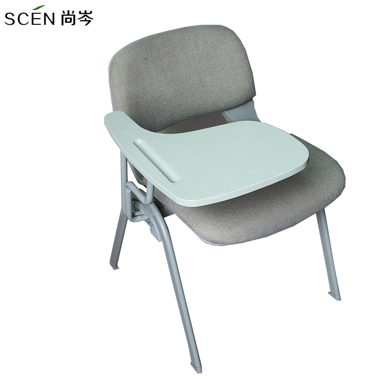 China Factory Modern Furniture School Student Meeting Training Mesh Fabric Chair Conference Folding Writing Chair with Writing Tablet