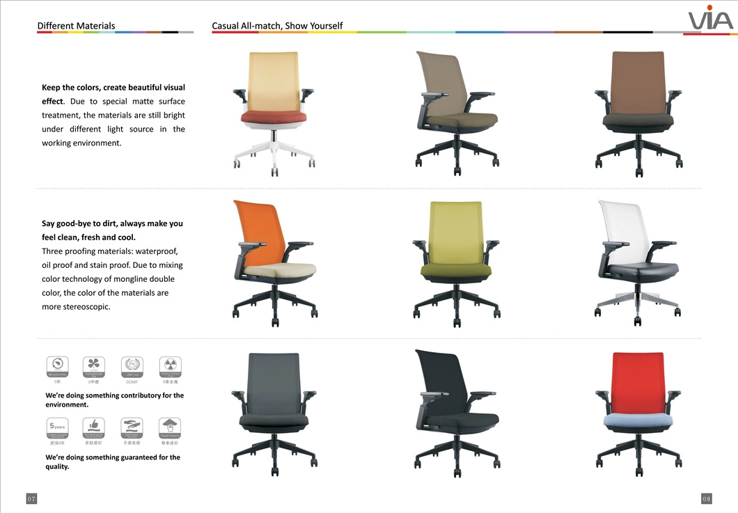 Various Color Options Grey Nylon Frame 3-Position Lockable Tilt Mechanism Middle Mesh Back with Hidden Exclusive Headrest 3D Adjustable Armrests Office Chair