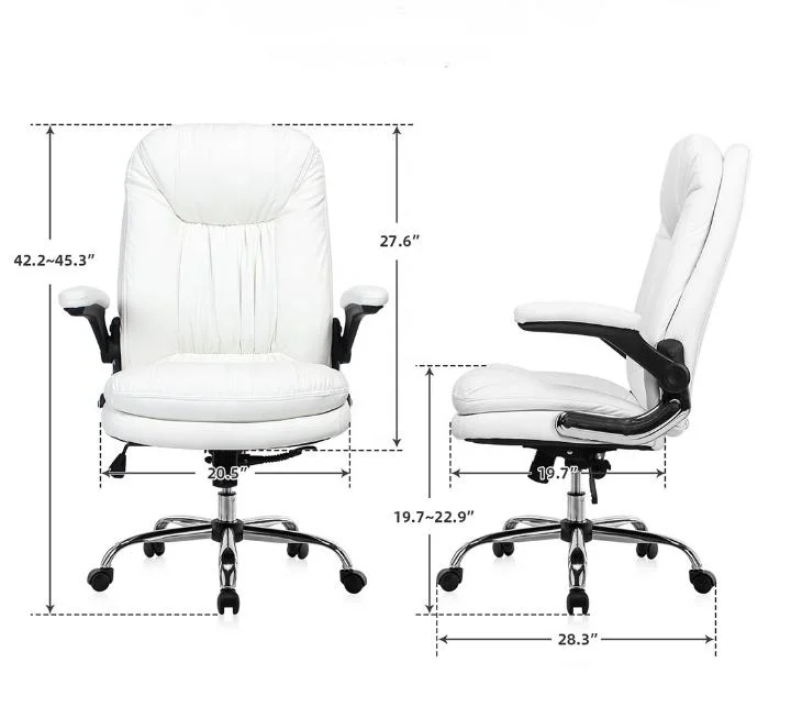 Exclusive White Luxury Modern High Back Swivel Comfortable Ergonomic PU Leather Office Desk Chair