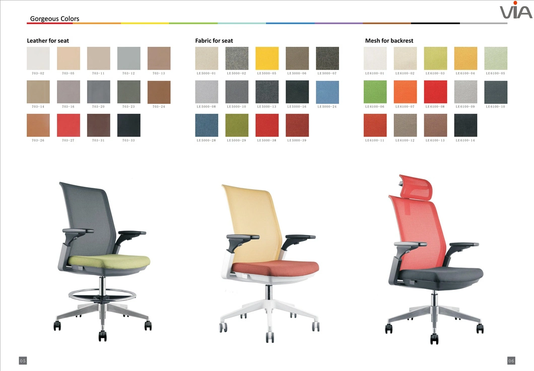 Various Color Options Grey Nylon Frame 3-Position Lockable Tilt Mechanism Middle Mesh Back with Hidden Exclusive Headrest 3D Adjustable Armrests Office Chair
