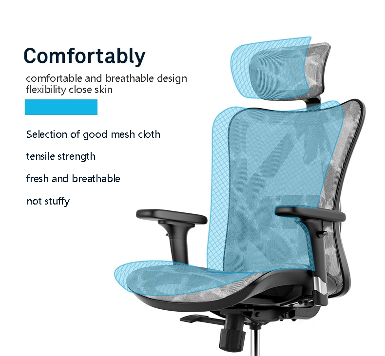 Sihoo Height Adjustable Armrest High Back Mesh Lift Executive Fabric Office Ergonomic Chair with Footrest