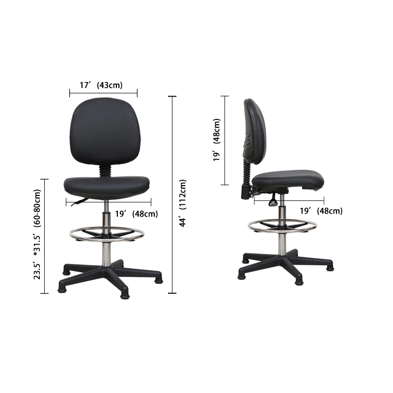 High Back Black Cheap Heavy Duty Reclining Ergonomic PU Synthetic Faux Leather Comfortable Executive Manager Swivel Computer Used Office Drafting Chair