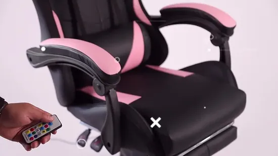 White LED Custom Game Cheap PU Leather Scorpion Racing Gaming Chair with Lights and Speakers Black and Red Pink Gaming Chair Computer Racing Office Massage Blue