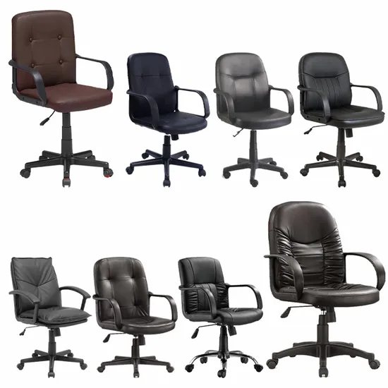 Ergonomic PU Home Office Adjustable Swivel Leather Executive Conference Chair with Armrests 