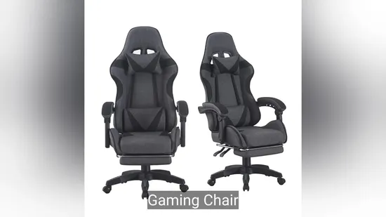 Steel Frame Office Fabric Reclining Racing Adjustable Footrest Gaming Chair 