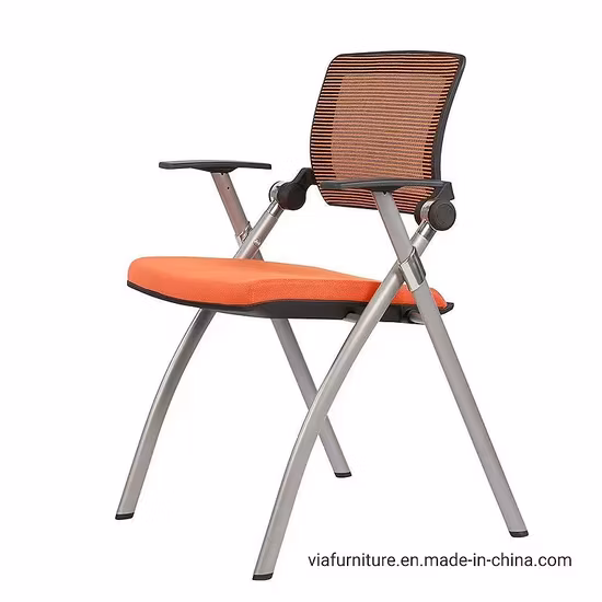 China Factory Modern Furniture School Student Meeting Training Mesh Fabric Chair Conference Folding Writing Chair with Writing Tablet