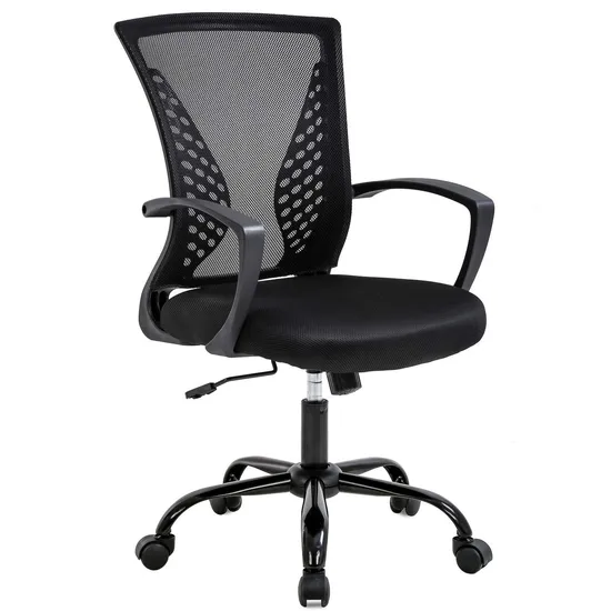 Office Swivel Racing Chair with Adjustable Armrest (Black/Light Blue) 