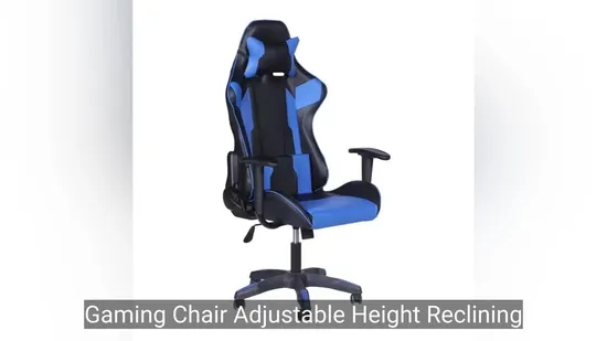 Adjustable Height Reclining Back Lumbar Cushion Gaming Chair with Leather Fabric Strong and Durable(ZG27