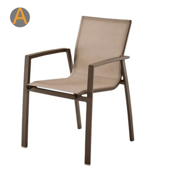 All Weather Aluminum Mesh Fabric Stacking Sling Outdoor Patio Dining Chair for Garden Balcony 