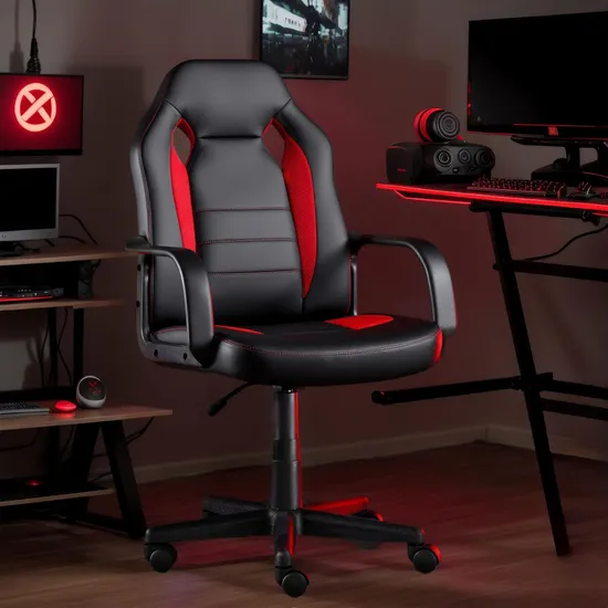 Home Office Racing Executive Video Task Desk PU Leather Gaming Chair for Adults Teens Kids 