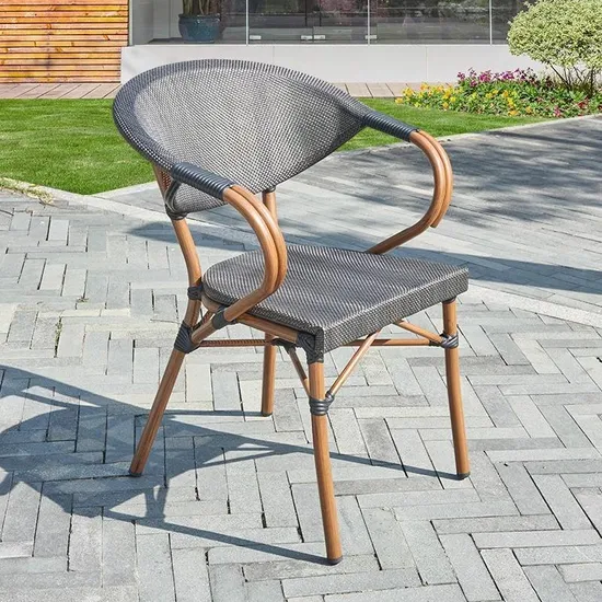 Factory Direct Aluminium Frame Mesh Fabric Stackable Garden Chairs for Cafe Restaurant Patio Outdoor 