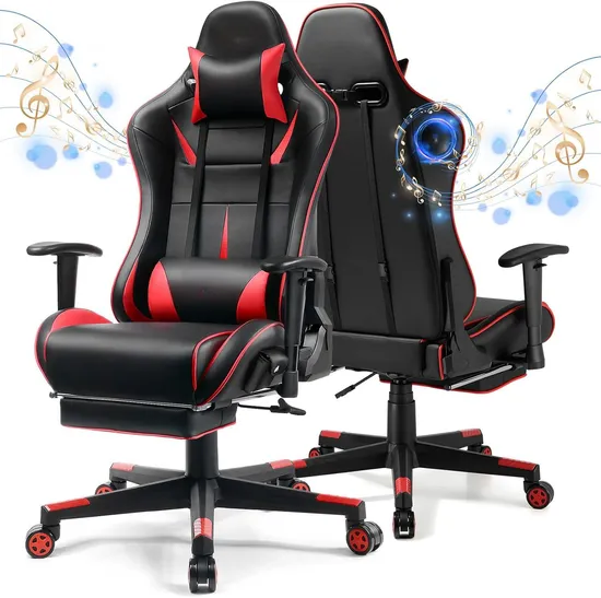 Heavy Duty Adjustable Armrest Rotating Recliner Music Gaming Chair with Speakers for Adults and Kids 