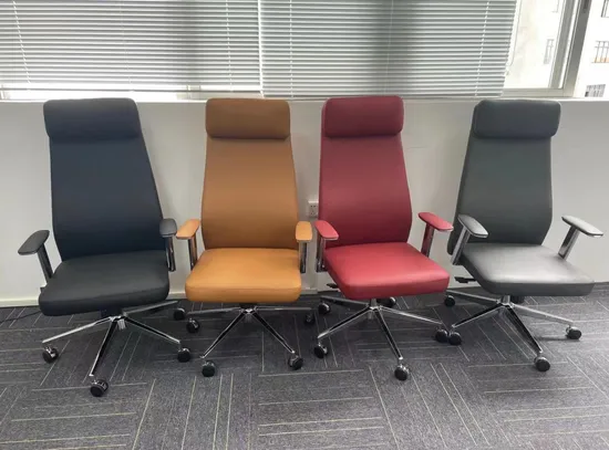 Wholesale High Quality Luxury Ergonomic Aniline PU Cow Leather Modern Computer Office Executive Chairs 
