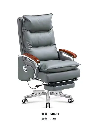 Reclining PU Leather Office Chairs Executive Chair with Footrest 